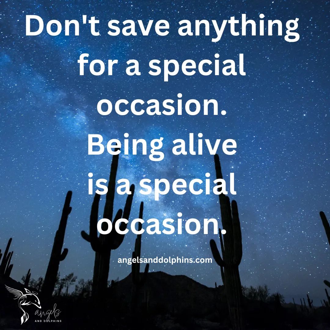 <Don't save anything for a special occasion.  Being alive is a special occasion> affirmation