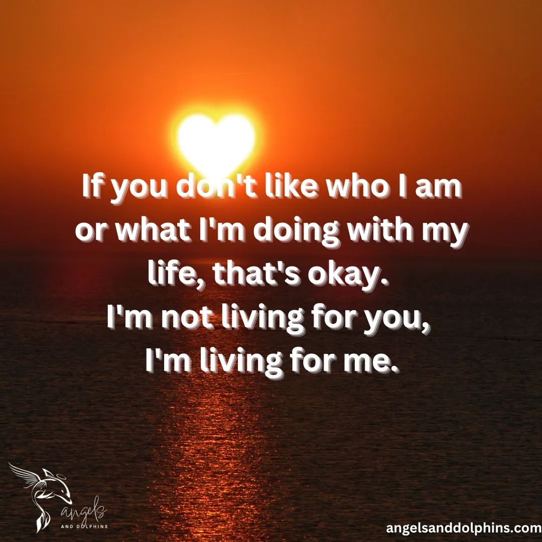 <If you don't like who I am or what I'm doing with my life, that's okay.  I'm not living for you,  I'm living for me.> affirmation