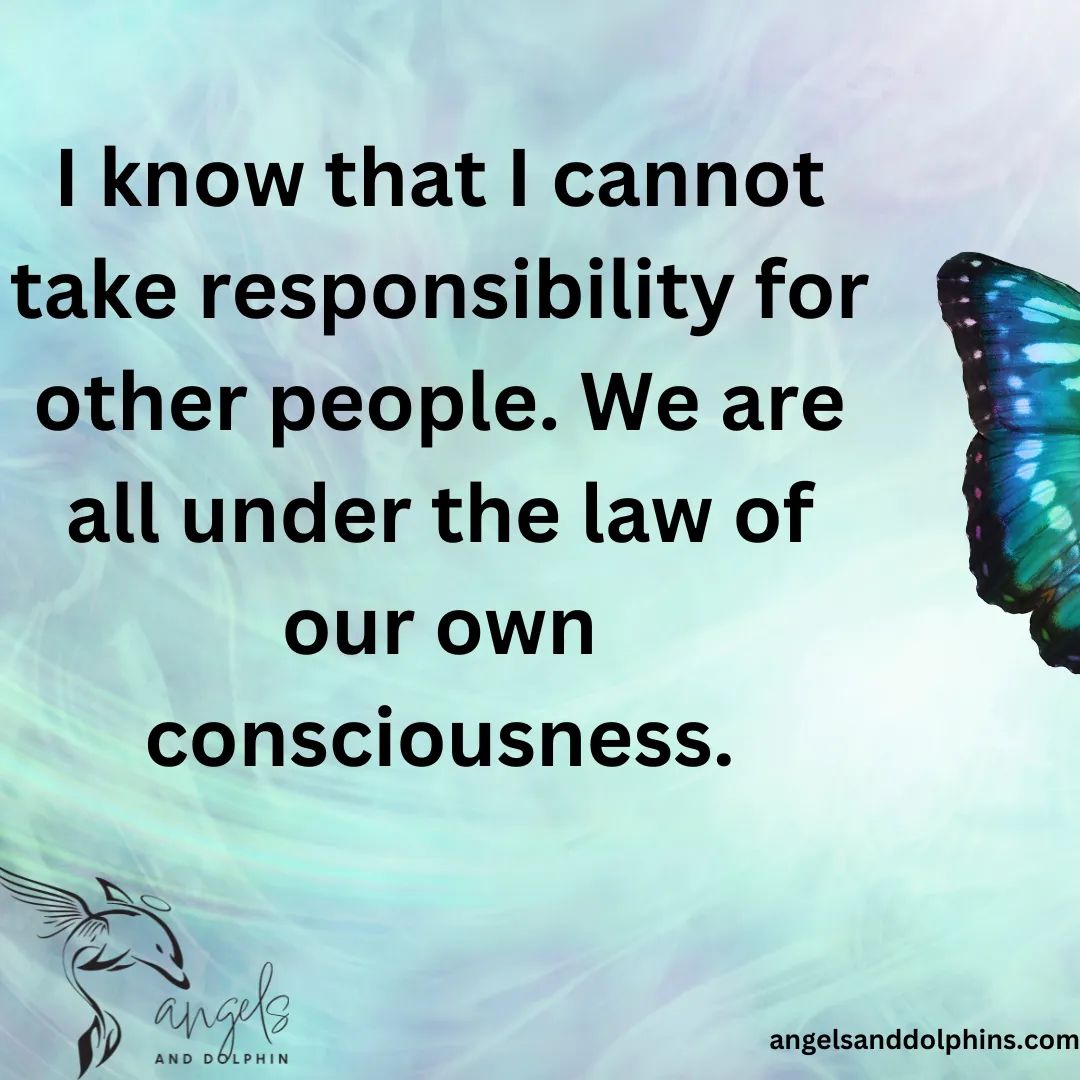 <I know that I cannot take responsibility for other people. We are all under the law of our own consciousness.> affirmation