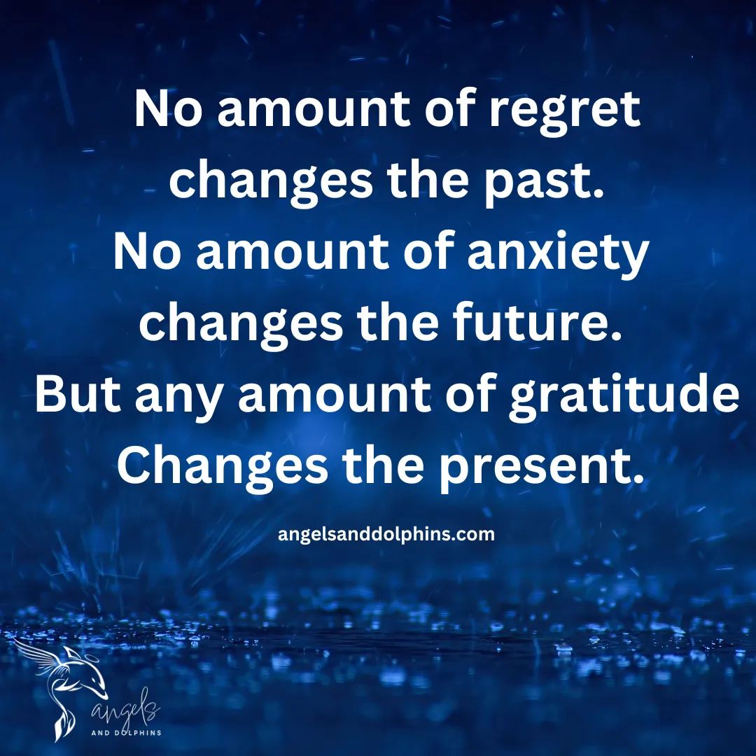 <No amount of regret changes the past. No amount of anxiety changes the future. But any amount of gratitude changes the present> affirmation